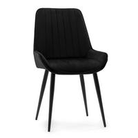 STUHL LUCA gepolstert mit Steppung - schwarz schwarze Beine - Samt Velours - Schwarz, Textil/Metall (51/88/50cm) - NEW HOME