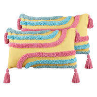 DEKOKISSEN 2er-Set Bunt 30/50 cm Dolichos - Blau/Pink, Textil (50/30cm) - Beliani