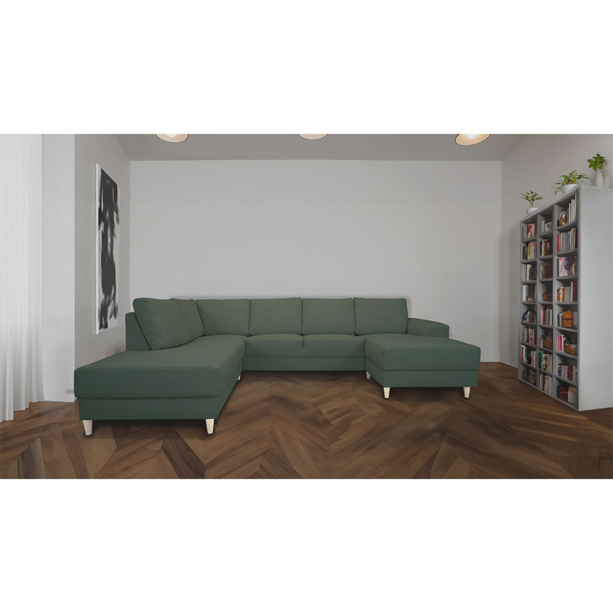 WOHNLANDSCHAFT grün - Grün, Textil (288/82/225cm) - ebuy24