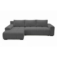 ECKSOFA Ovia mit Bettkasten und Schlaffunktion, Bouclé-Stoff in L-Form - Dunkelgrau, Textil (270/185cm)