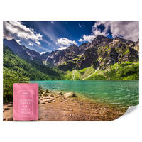 FOTOTAPETE Morskie Oko See Berge Landschaft 3D 250x175 - Türkis/Braun, Papier (250/175cm) - Muralo