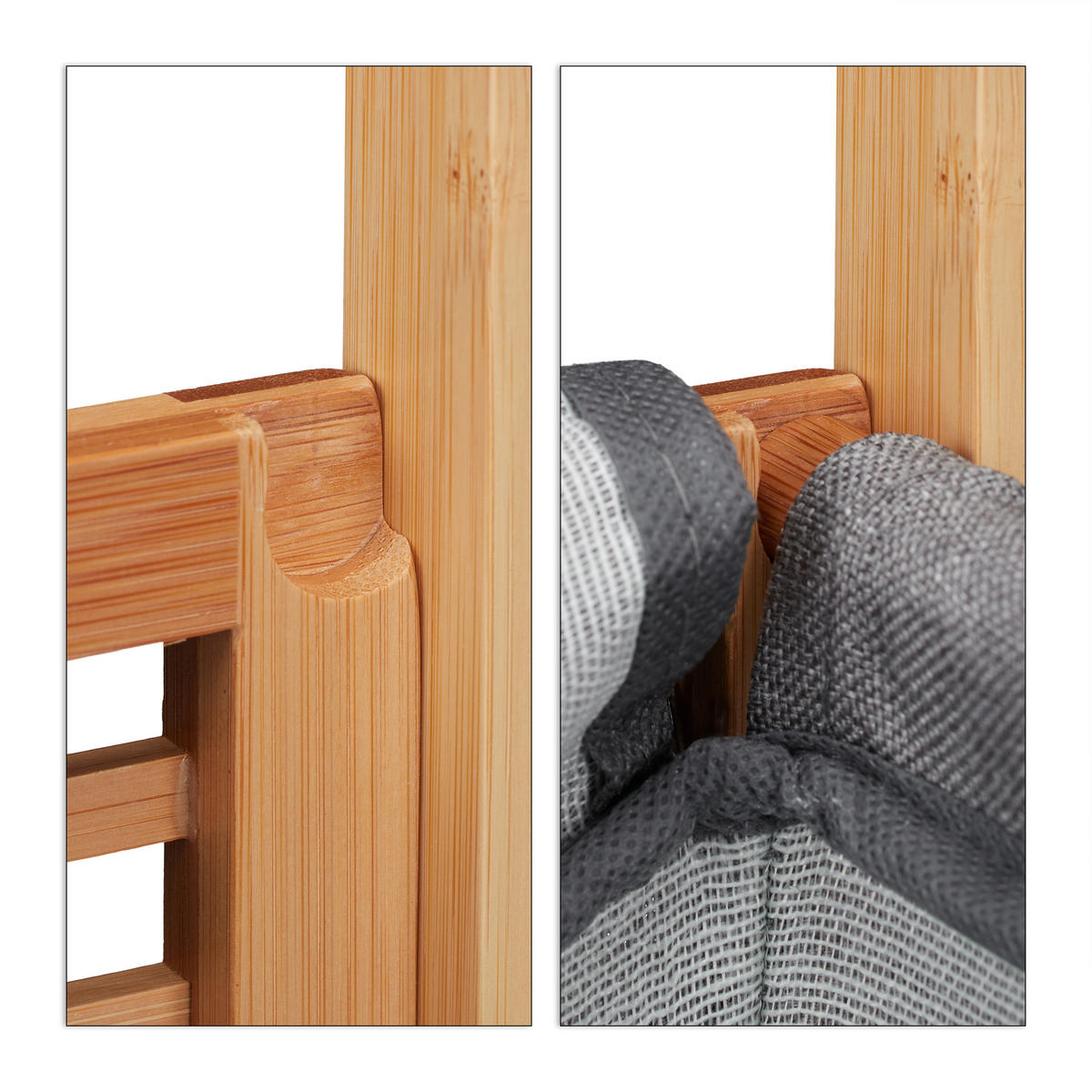 WÄSCHEKORB - Multicolor, Holz/Textil (40/60/35cm) - Relaxdays
