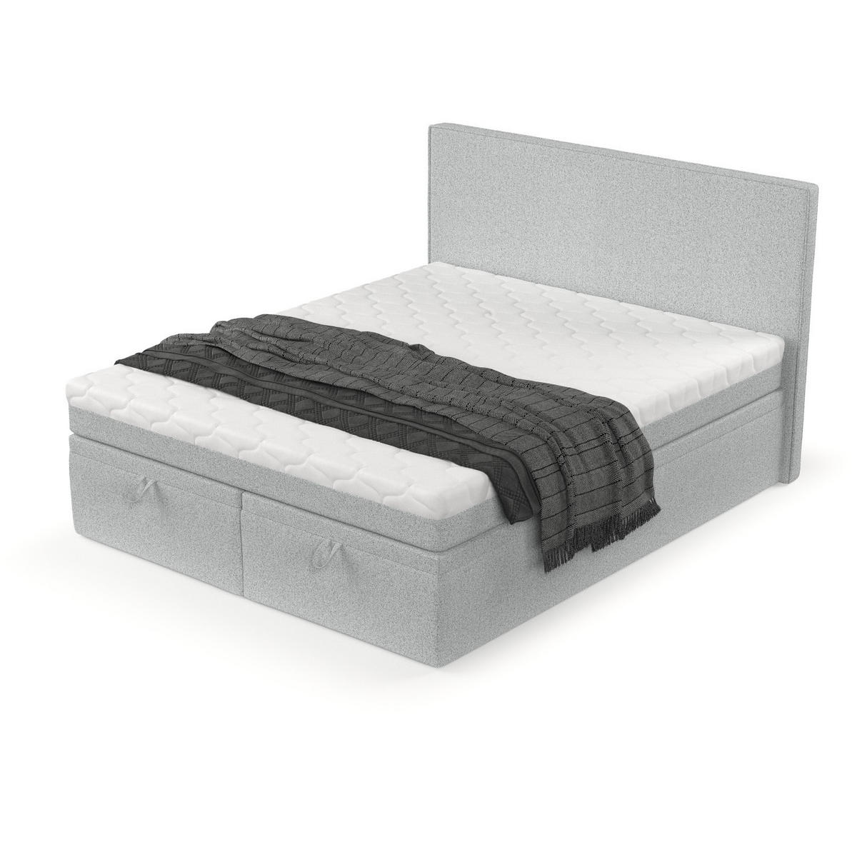 BOXBETT Zalla 180/200 cm Hellgrau im Riva Stoff - Hellgrau/Schwarz, Holz/Holzwerkstoff (180/200cm) - AltaBeds