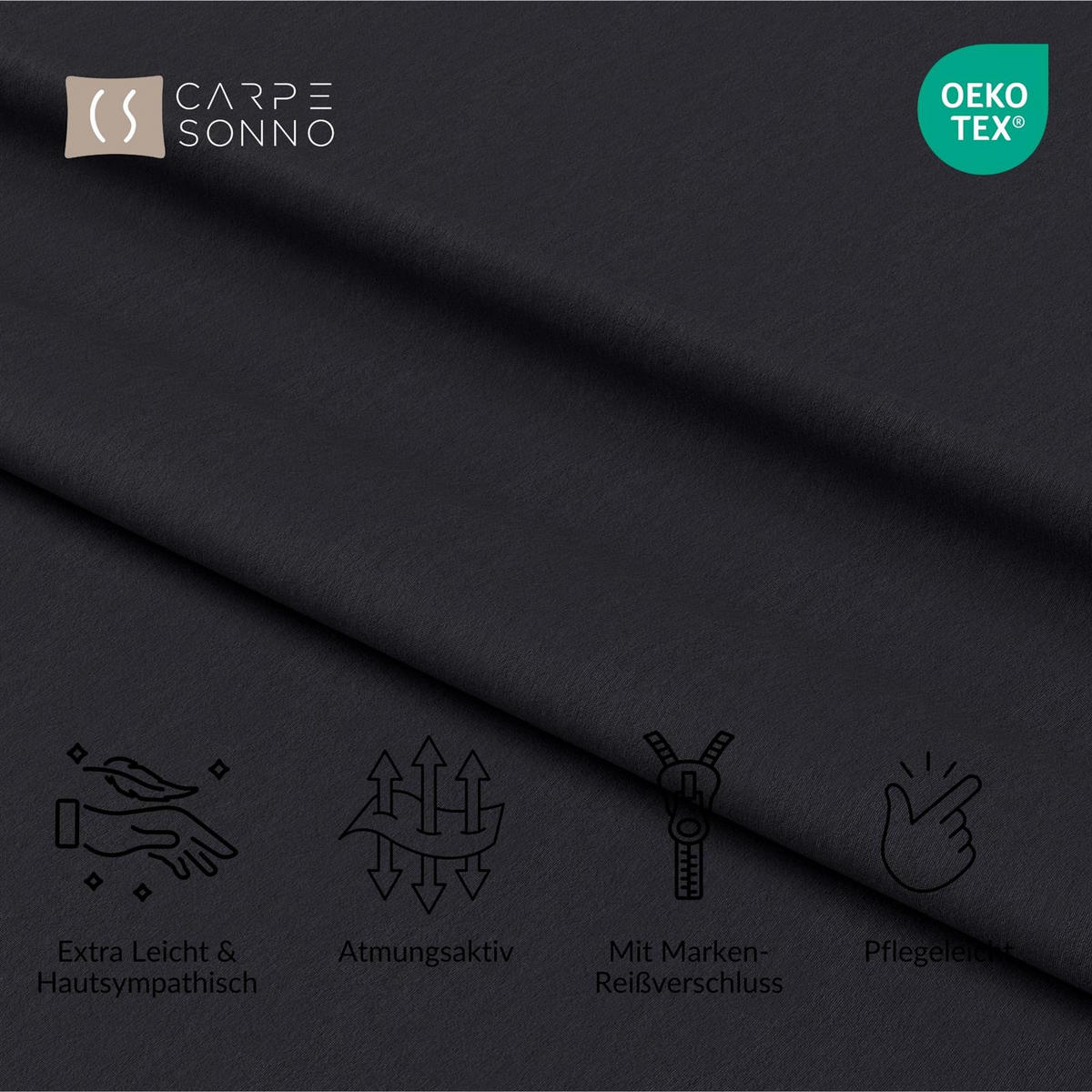 KISSENBEZUG 40x80 cm aus 100% Mikrofaser, Kissenhülle Schwarz Einfarbig - Schwarz, Textil (80/40cm) - Carpe Sonno