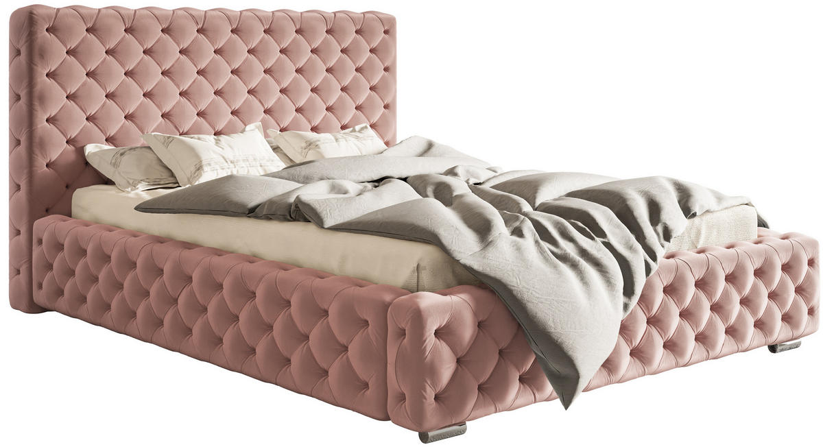 POLSTERBETT 180x200 mit Bettkasten Adonis, Glamour, Rosa - Pink, Holz/Textil (180/200cm) - Emporius