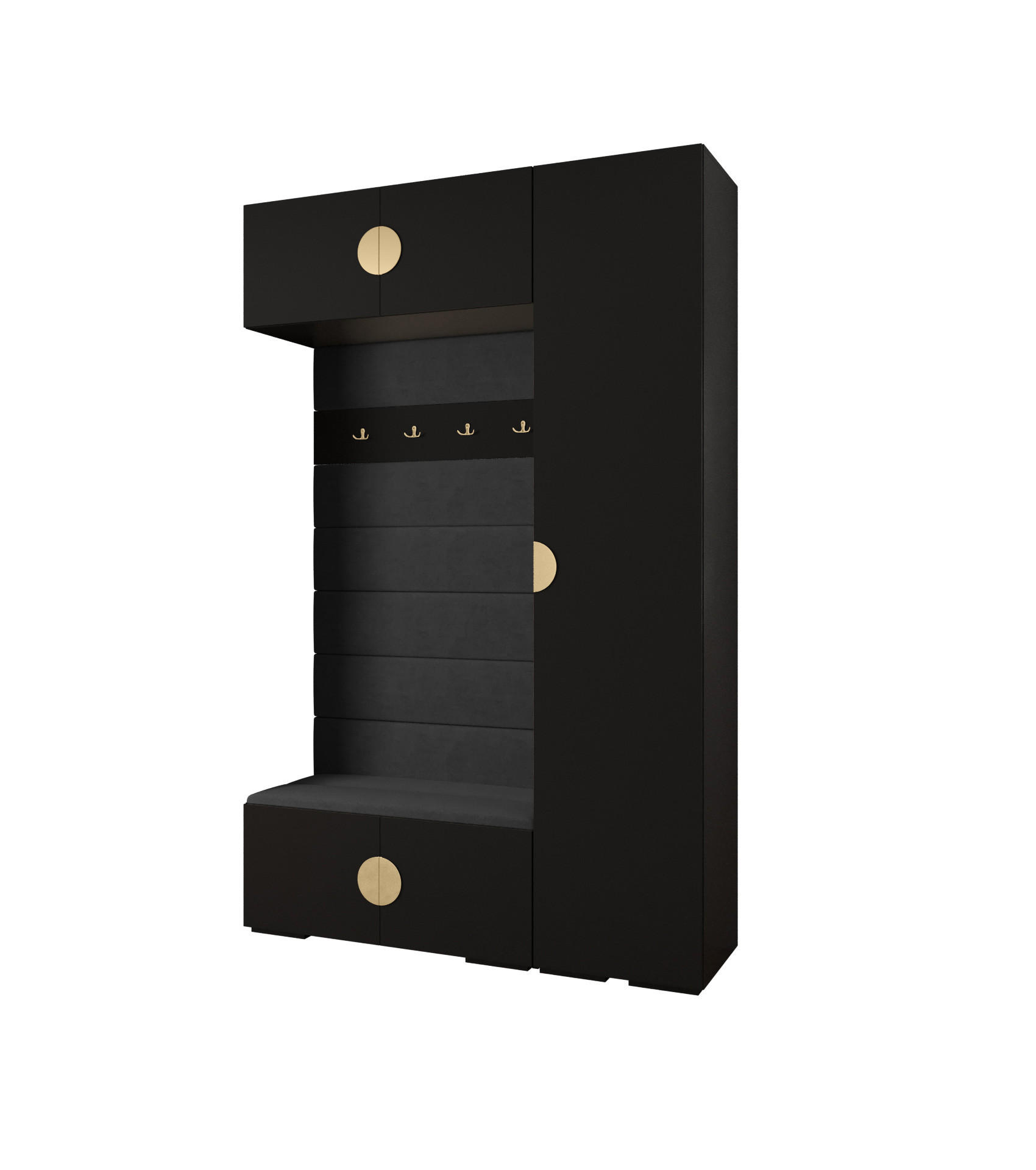 Abiks Möbel Garderoben-Set Schwarz, Schwarz, Gold 150x236.7x47 cm