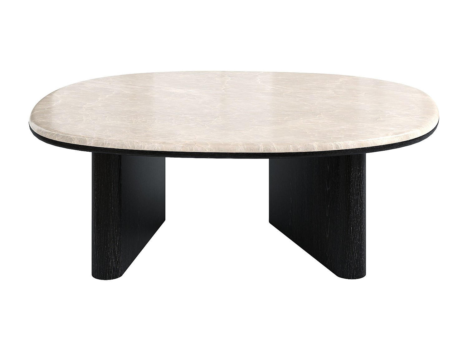 COUCHTISCH - 97 cm x 74 cm - marmor - schwarz, beige Cormina - Beige/Schwarz, Stein (74/97/35.5cm) - Vente-Unique