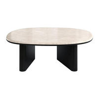 COUCHTISCH - 97 cm x 74 cm - marmor - schwarz, beige Cormina - Beige/Schwarz, Stein (74/97/35.5cm) - Vente-Unique