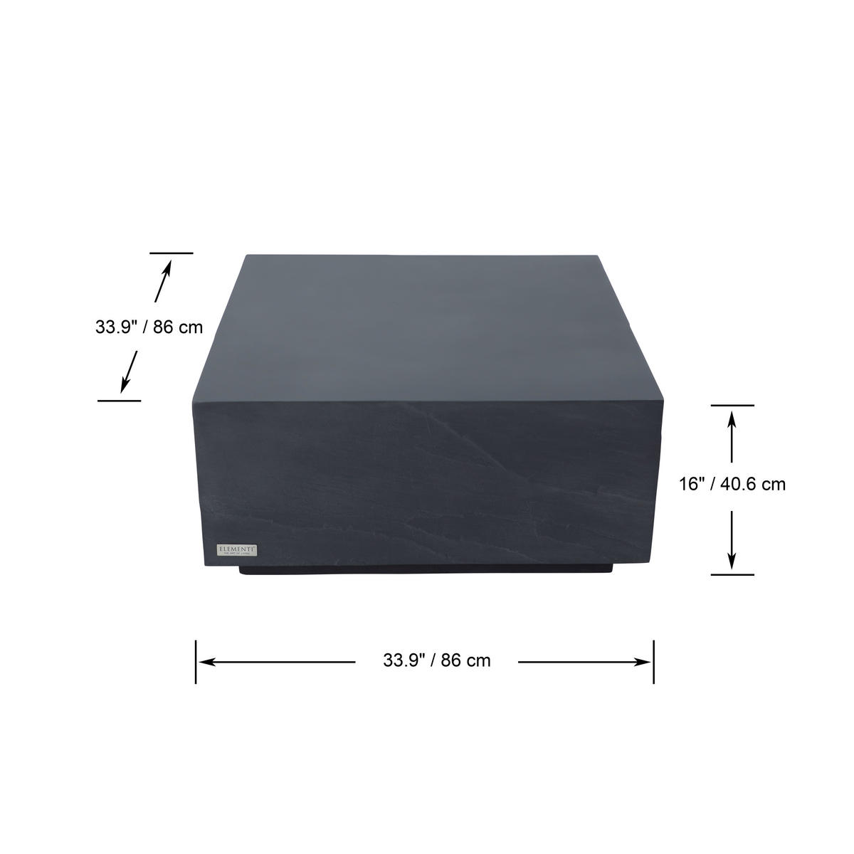 COUCHTISCH COLORADO aus GF-Beton Quadrat, Wetterbeständig, 86x86x41 cm - Dunkelgrau, Naturmaterialien (86/86/41cm) - Elementi
