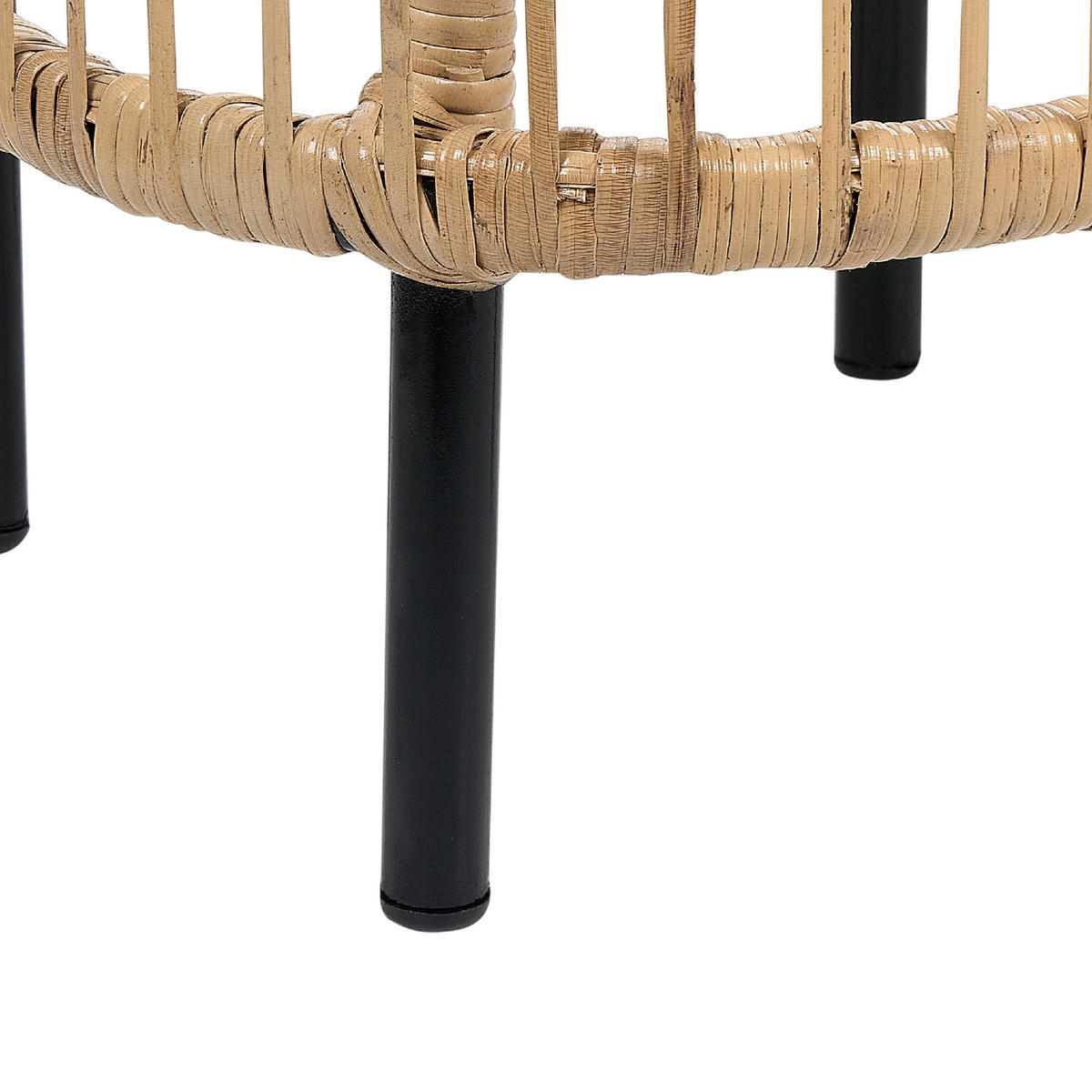 GARTEN-BEISTELLTISCH Rattan natürlich quadratisch 67/67 cm Cesenatico - Schwarz/Naturfarben, Naturmaterialien (67/67/45cm) - Beliani