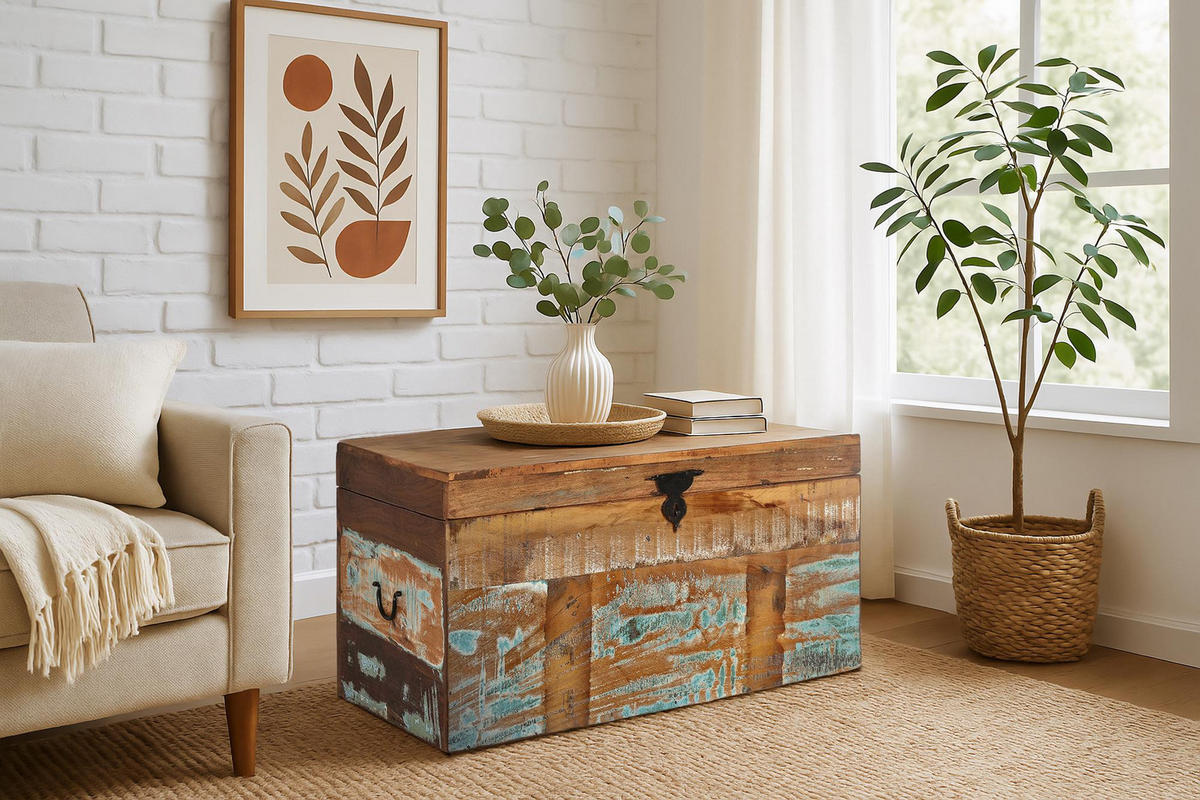 TRUHE aus Mangoholz - Chromfarben, Holz (80/40/40cm) - Giner y Colomer