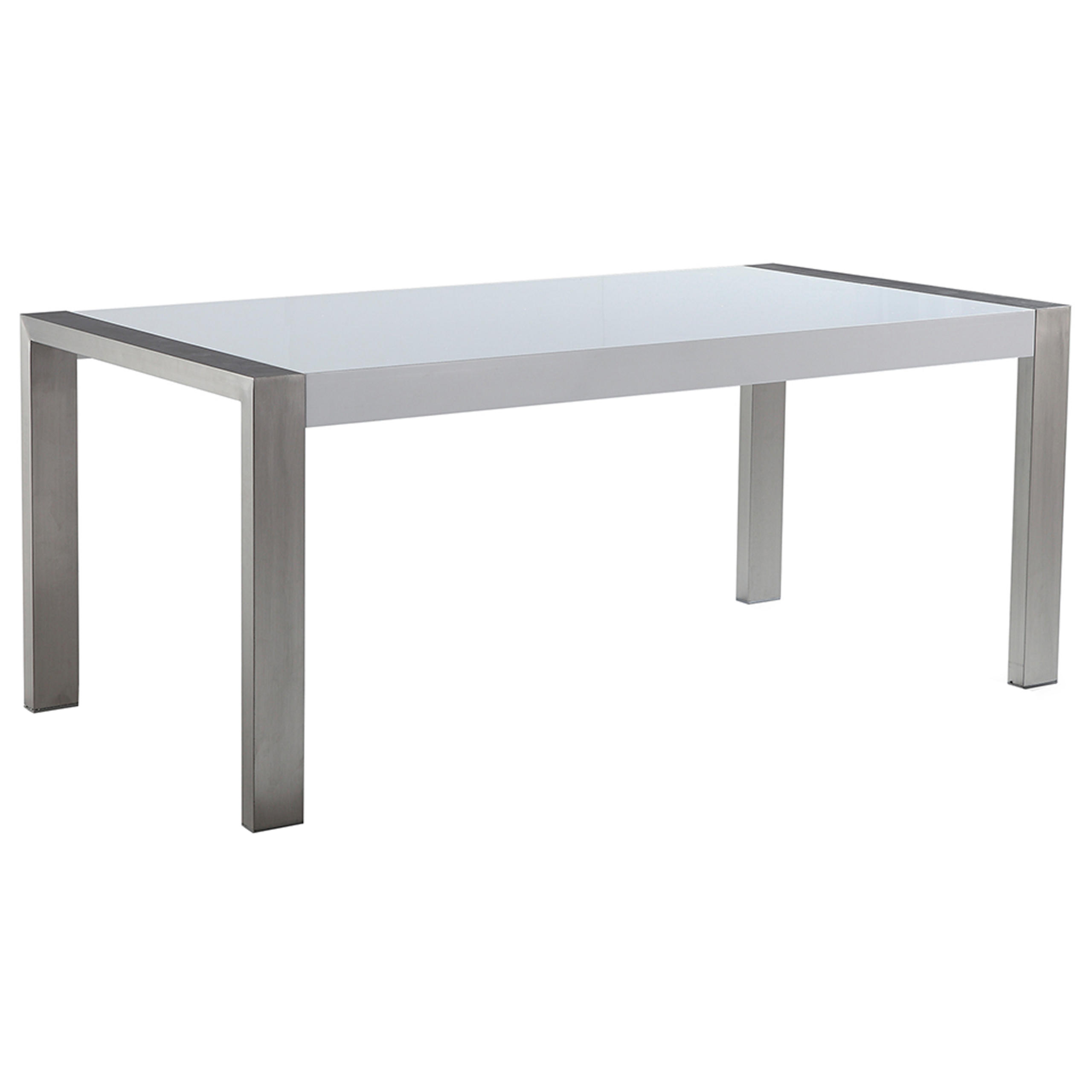 ESSTISCH 180/90/75 cm Weiß, Silberfarben Rechteckig Arctic - Weiß, Holzwerkstoff (180/90/75cm) - Beliani