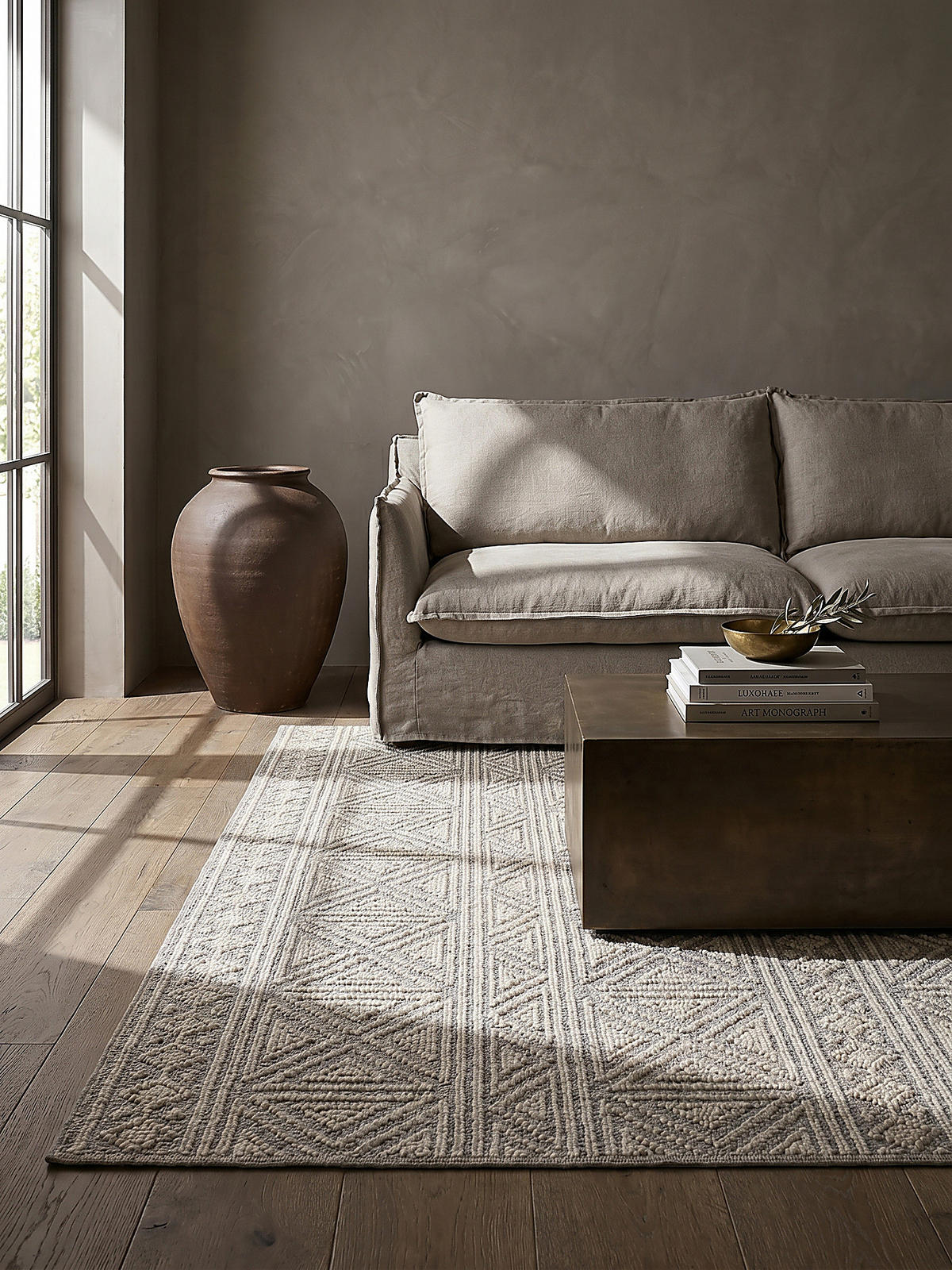TEPPICH Waschbar LEAM, geometrisch, Grau, 194 x 290 cm - Grau, Textil (194/290cm) - KADIMA DESIGN