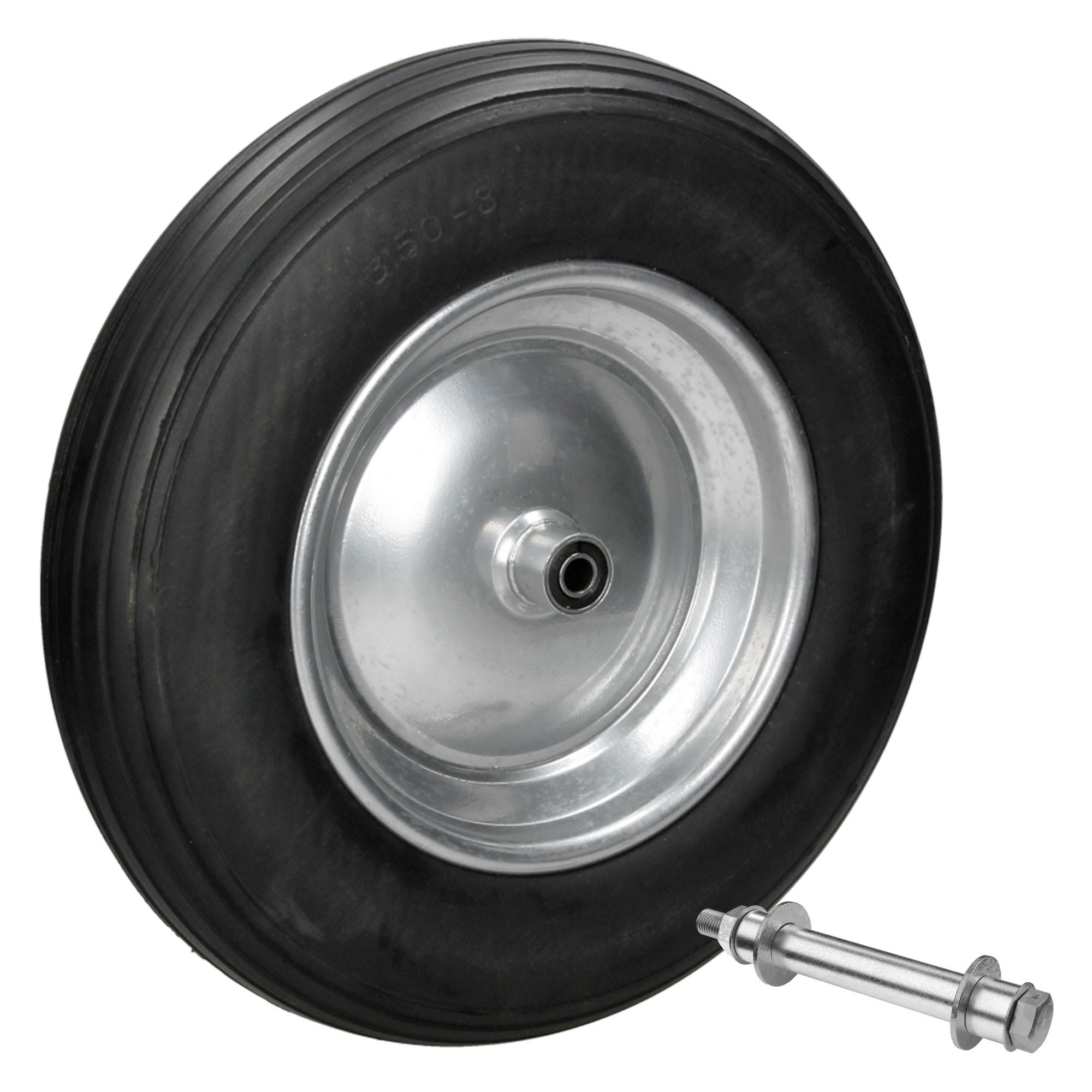 ECD-Germany KOLO NA VOZÍK z plné PU gumy 3,50-8/Ø350 x 80 mm černé