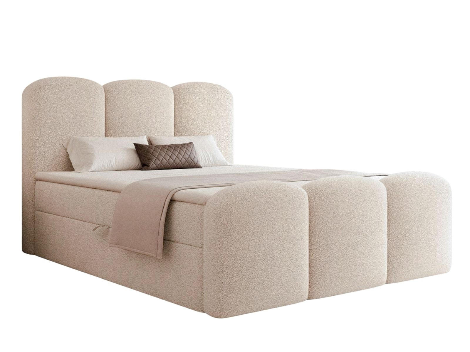 BOXBETT 140x200 VELIA Hellbeige - Sandfarben, Holzwerkstoff/Textil (140/200cm) - Compleo24