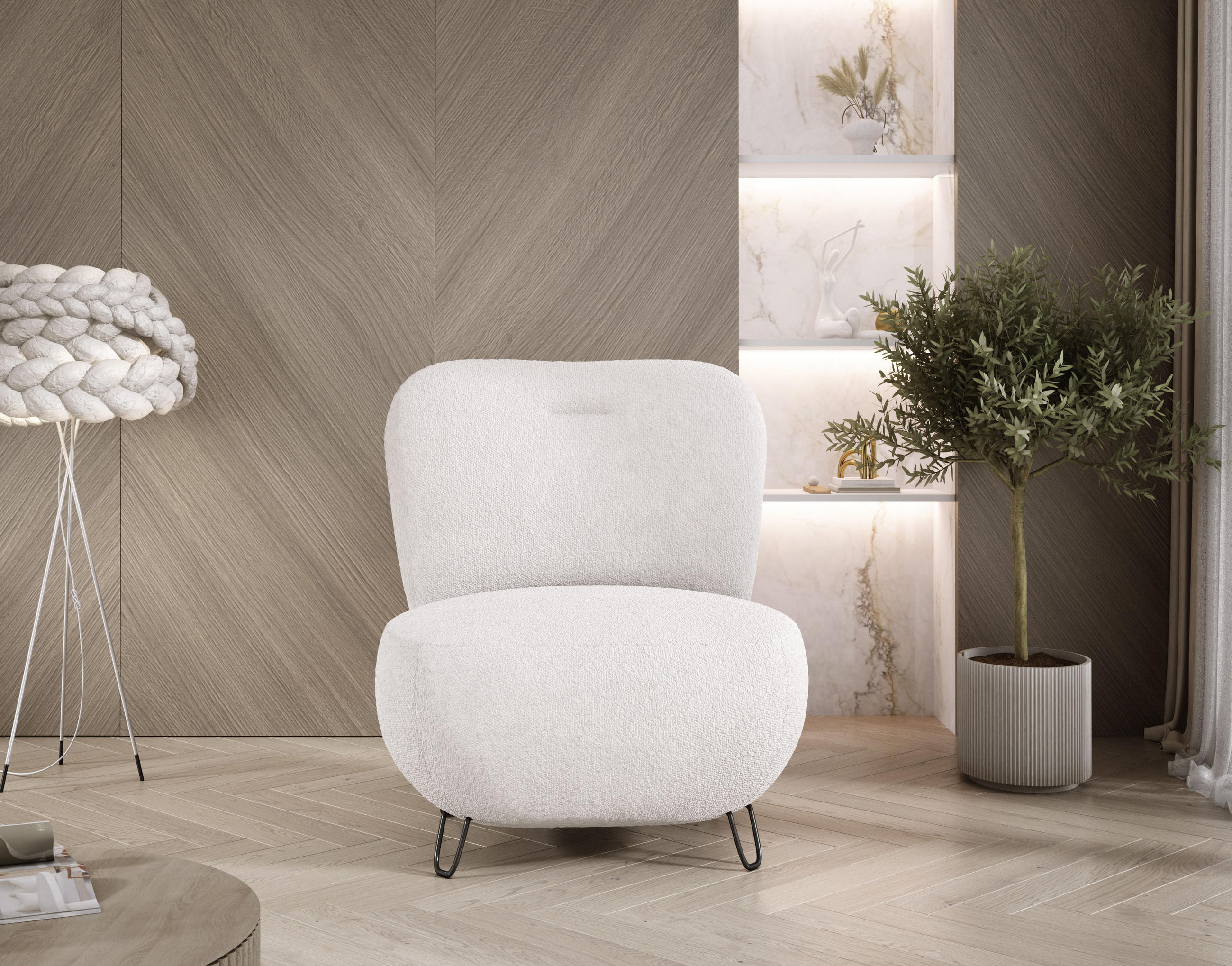 SESSEL LUIS, Skandinavischer Stil – Freistehend, 82×56×82 cm, BEIGE - Beige/Schwarz, Holz/Textil (82/82/66cm) - DomoHome