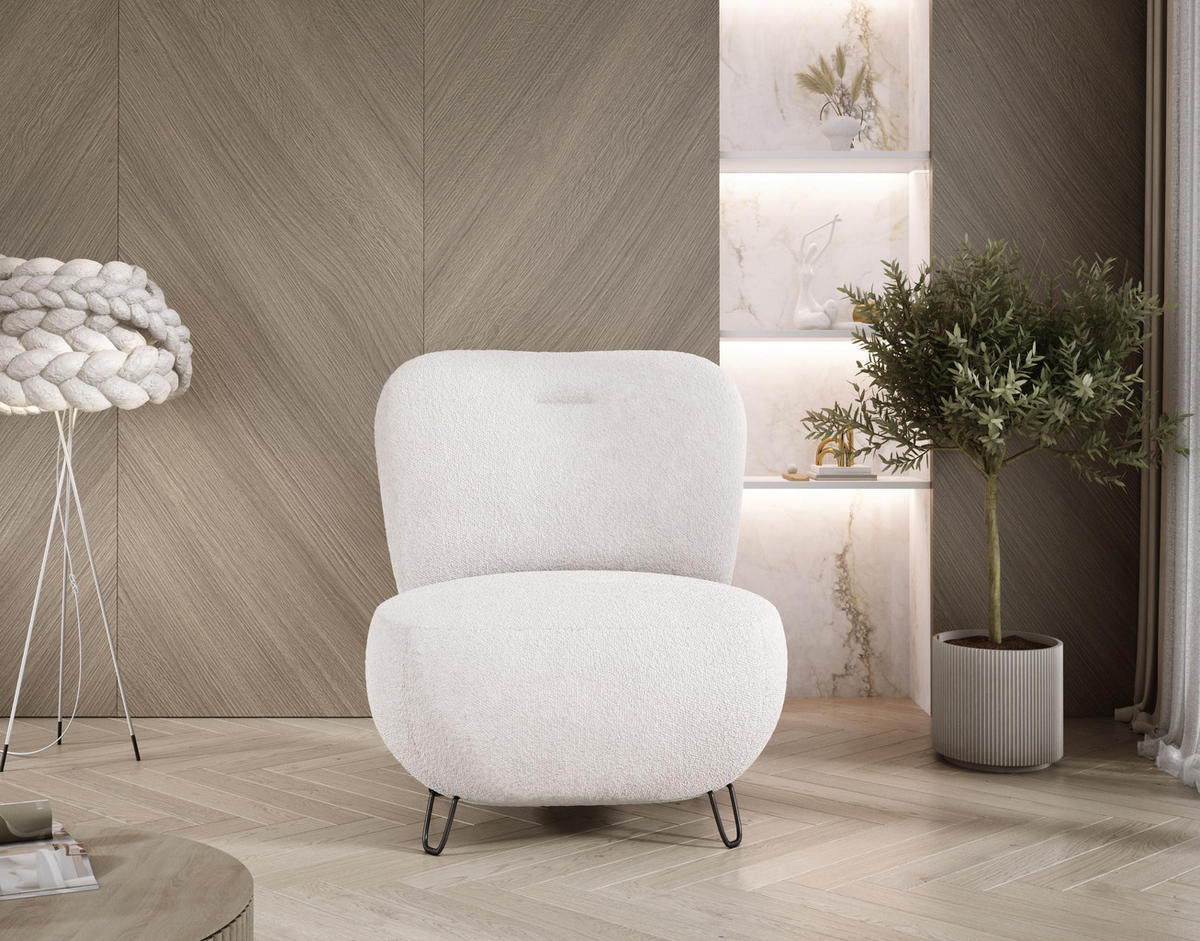 SESSEL LUIS, Skandinavischer Stil – Freistehend, 82×56×82 cm, BEIGE - Beige/Schwarz, Holz/Textil (82/82/66cm) - DomoHome
