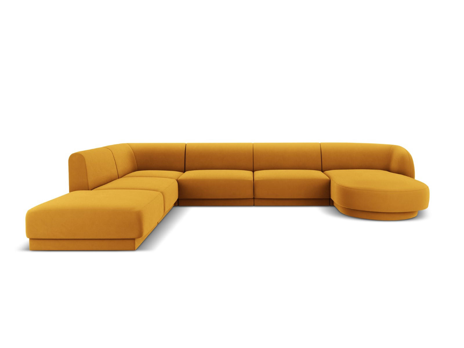 PANORAMASOFA links Miley aus Samt gelb 6 Sitzplätze - Gelb, Textil (255/70/330cm) - Micadoni
