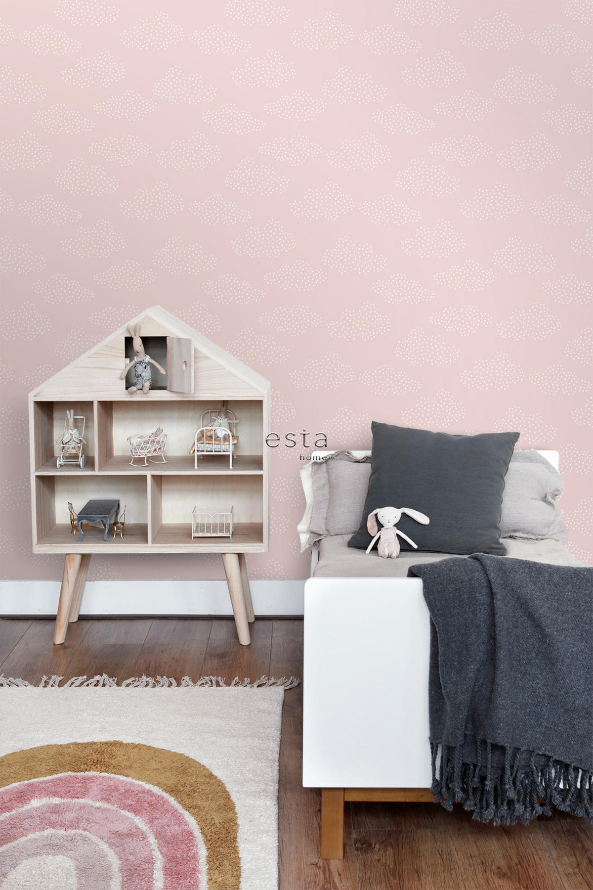 TAPETE kleine Wolken 50 x 900 cm - Pink, Papier (50/0.1cm) - ESTAhome