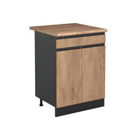 DULAP DE BAZĂ DE BUCĂTĂRIE R-Line, Stejar auriu/antracit, 60 cm cu sertar стільниця Золотий дуб - stejar miere/antracit, compozit lemnos (60/81.6/60cm) - Vicco