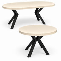 ESSTISCH rund ausziehbar 110-210/76 cm, Kaschmir, 54 cm Tischplatte + X Metallbeine Schwarz - Kaschmir/Schwarz, Holzwerkstoff/Metall (110/210/76cm) - Damale Möbel