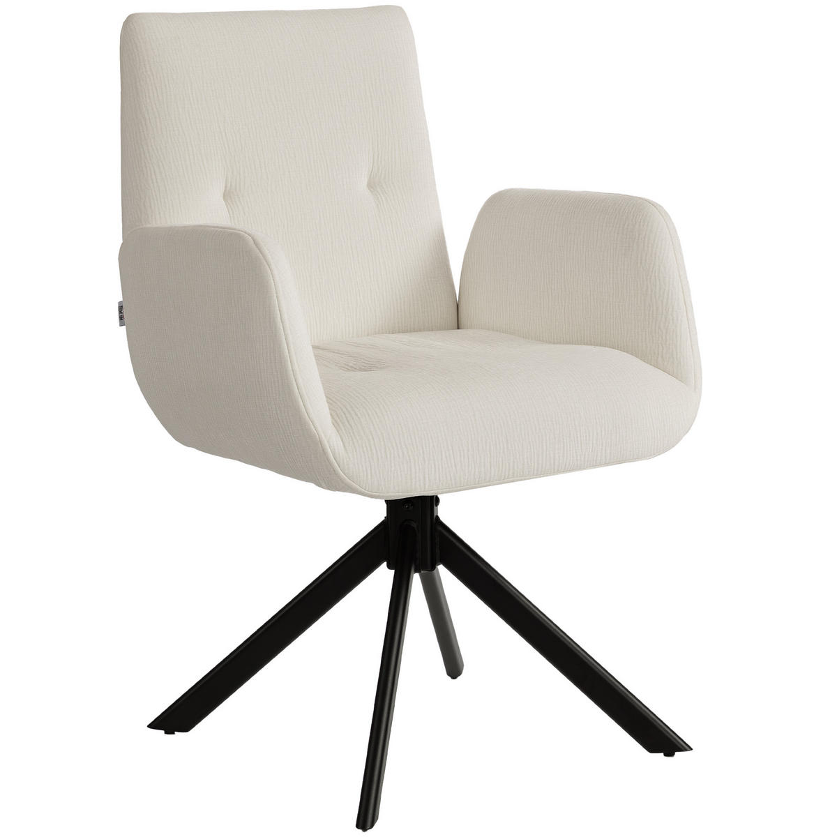 ARMLEHNENSTUHL DE-06905 drehbar mit modernem Design Cremeweiß - Creme, Textil/Metall (61/88/60cm) - ComfortXL