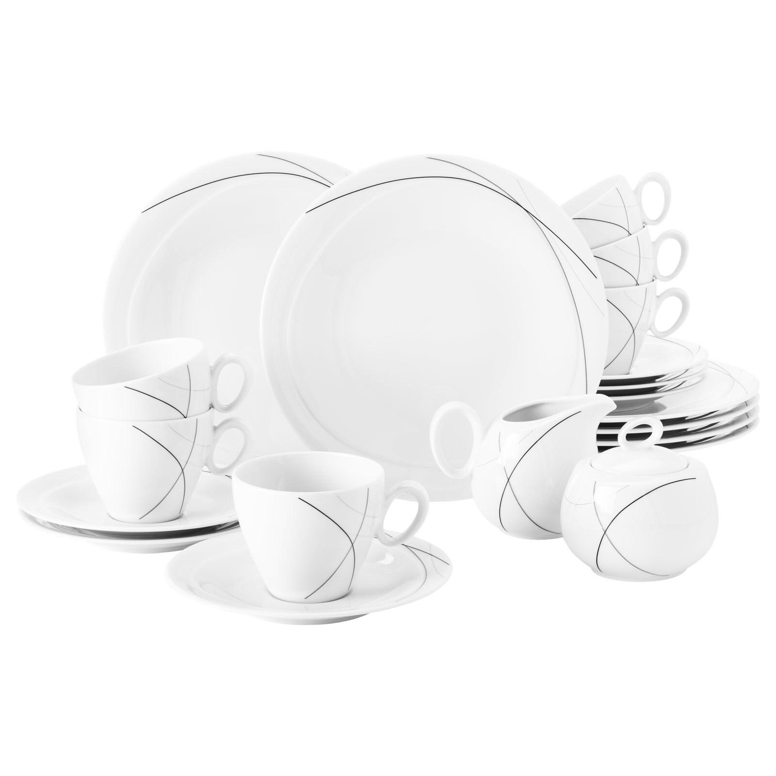 KAFFEESERVICE Trio Highline schwarz-weiß 20er Set - Schwarz/Weiß, Keramik (24/18.1/43cm) - Seltmann Weiden
