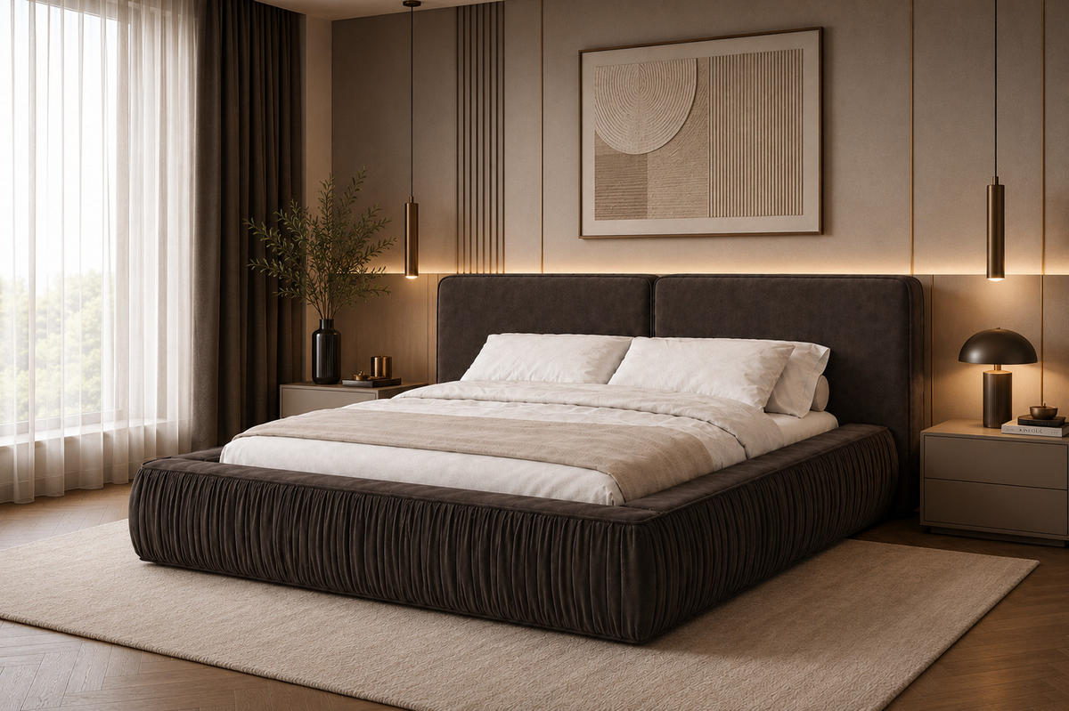 POLSTERBETT 08 140 x 200 cm – Riviera – Bett mit Gasdruckfedern und Stauraum - Bronzefarben, Holz (140/200cm) - ROYAL24_MARKT