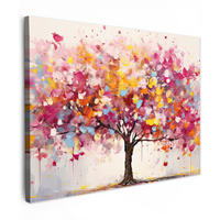 LEINWANDBILD Aquarell - Baum - Kunst - Abstrakt Wandbilder 80x60 cm - Multicolor, Textil (80/60cm) - MuchoWow