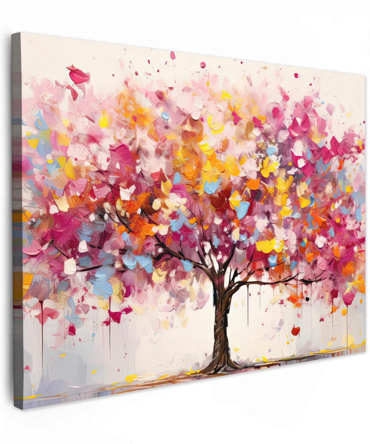 LEINWANDBILD Aquarell - Baum - Kunst - Abstrakt Wandbilder 80x60 cm - Multicolor, Textil (80/60cm) - MuchoWow