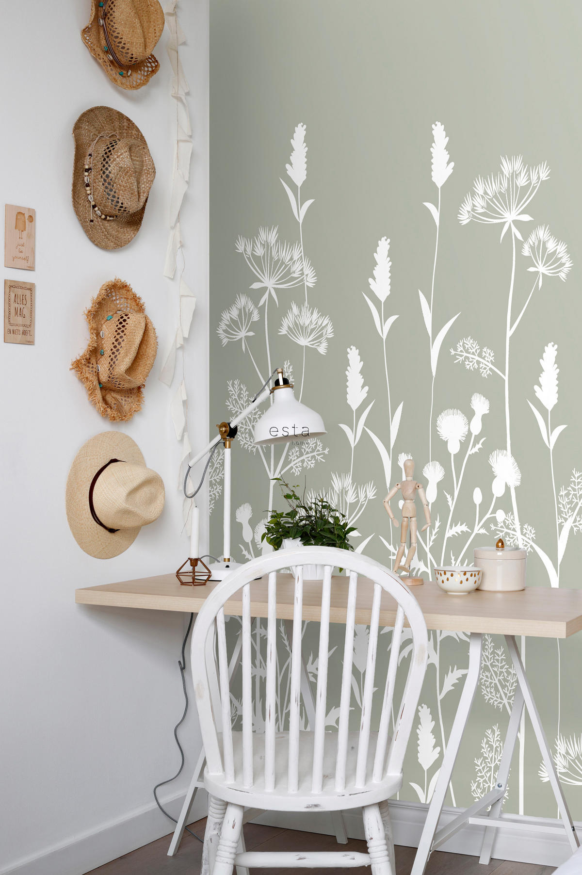 FOTOTAPETE Feldblumen 150 x 279 cm - Grün, Papier (150/279cm) - ESTAhome