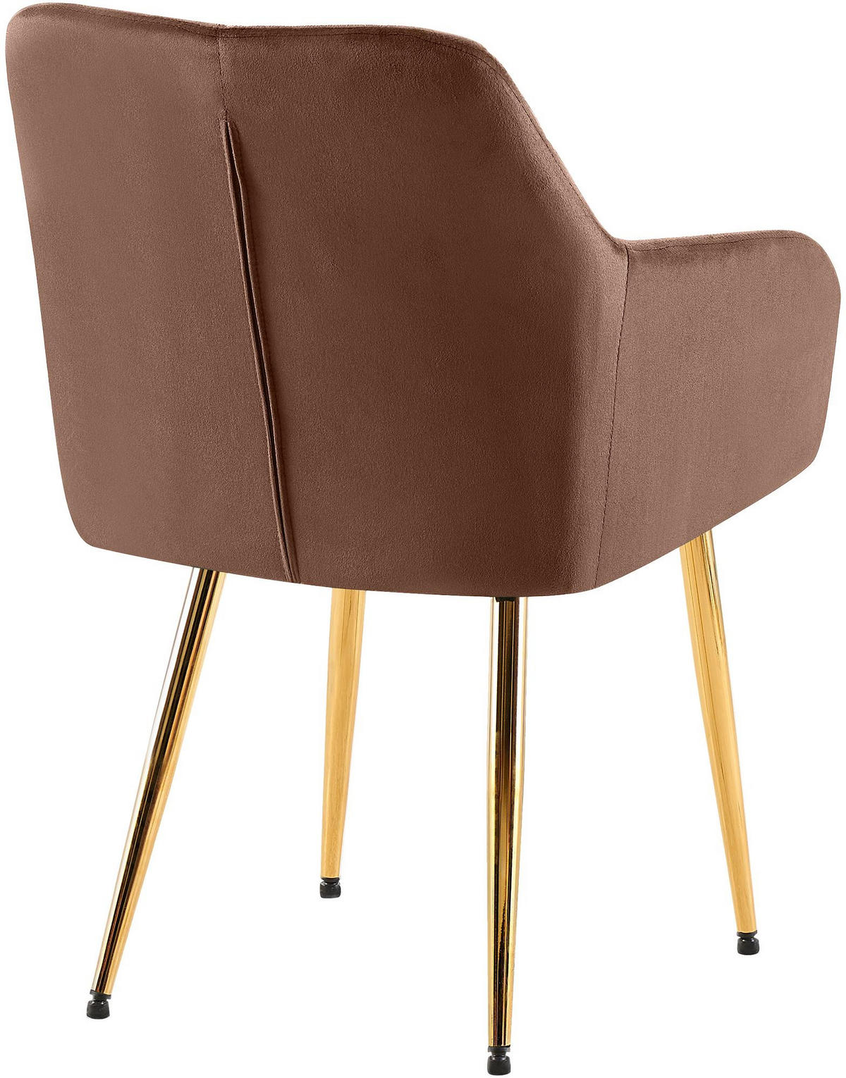 ARMLEHNENSTUHL 2er Set Samt Braun - Goldfarben/Braun, Textil (53/83/61cm) - CLP