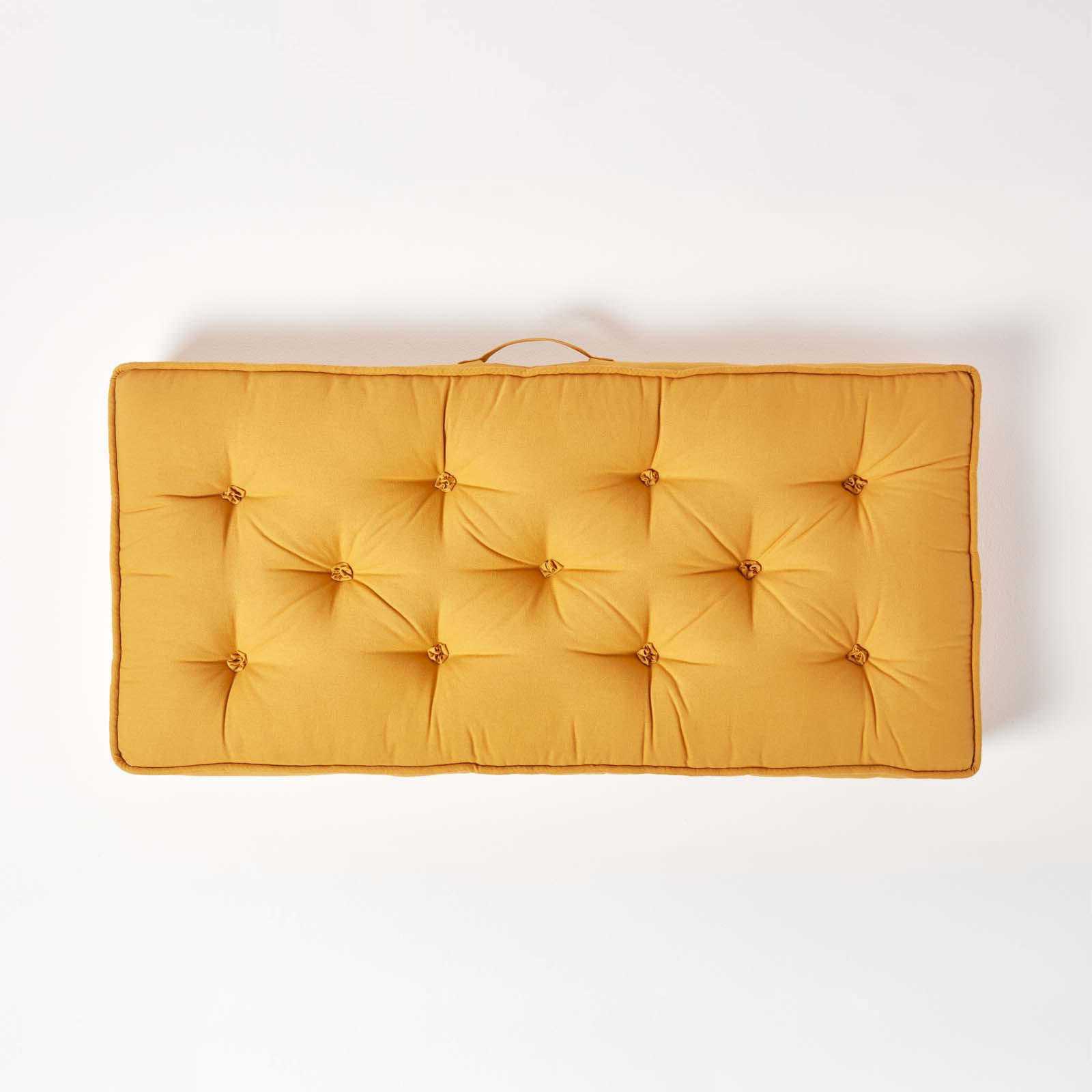 SITZAUFLAGE für Zweisitzer-Sofa 100 x 48 cm – dickes Sitzkissen senfgelb - Dunkelgelb, Textil (48/100/10cm) - Homescapes