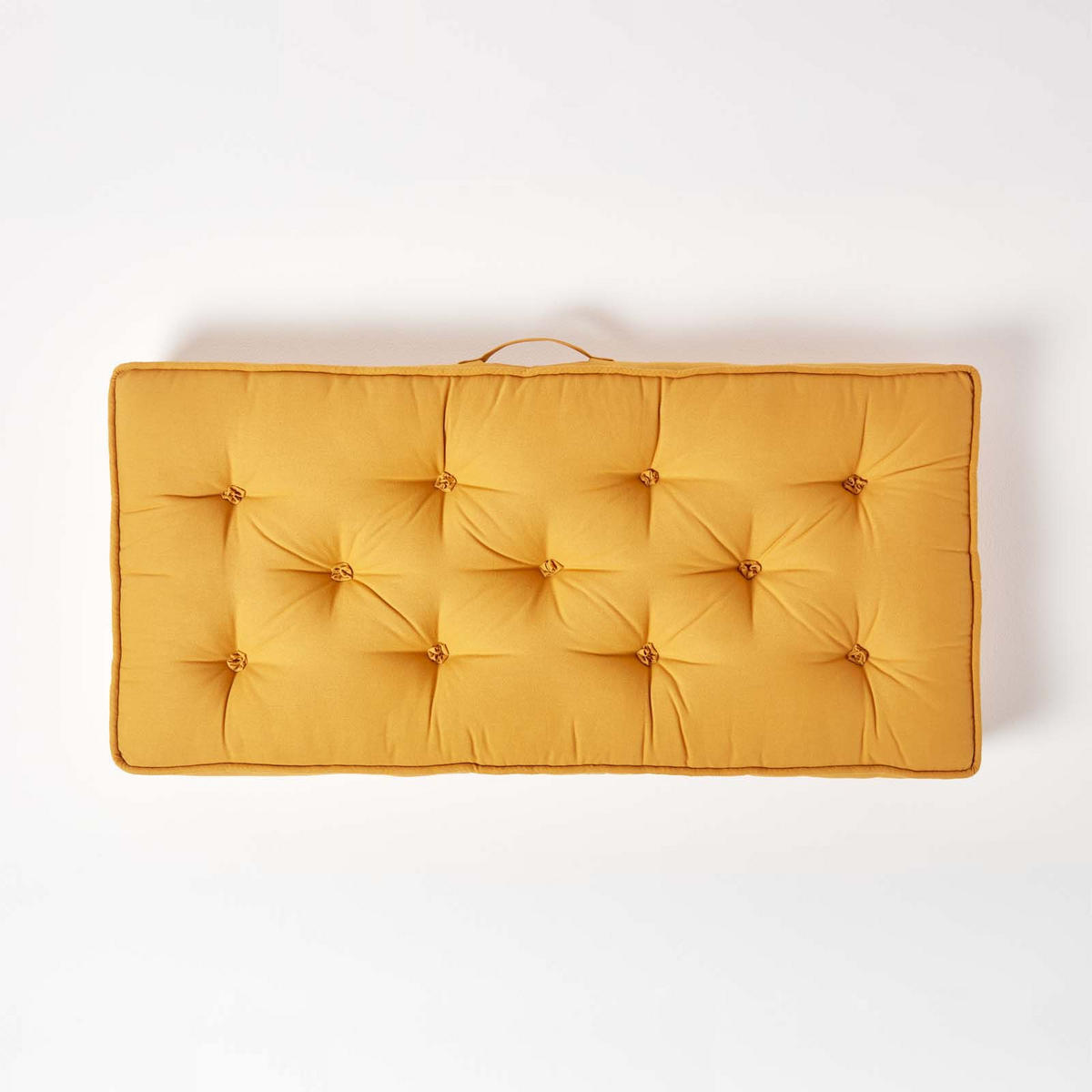 SITZAUFLAGE für Zweisitzer-Sofa 100 x 48 cm – dickes Sitzkissen senfgelb - Dunkelgelb, Textil (48/100/10cm) - Homescapes