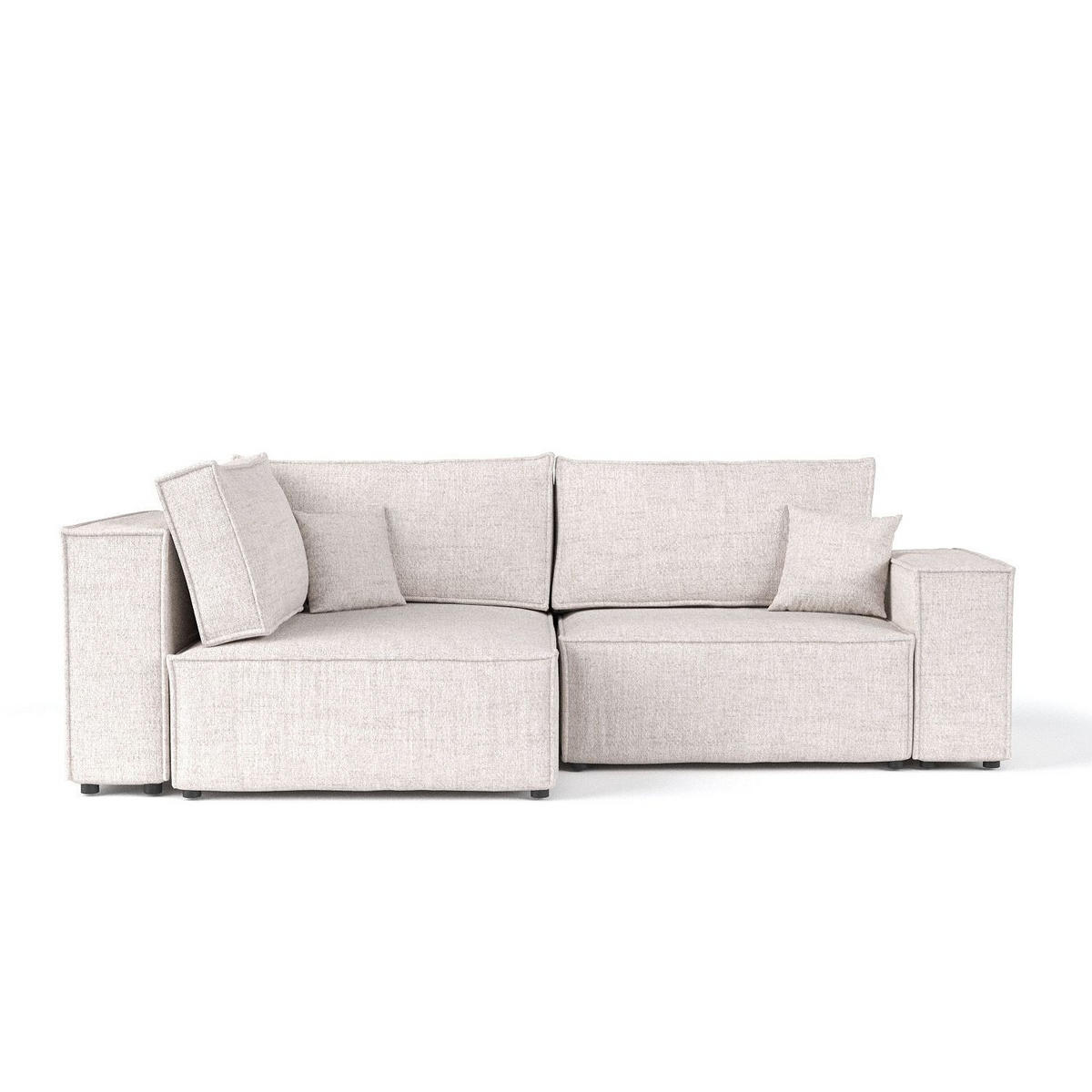 ECKSOFA AVION mit Schlaffunktion Hellbeige im Neve Stoff - Sandfarben/Schwarz, Holz/Holzwerkstoff (253/148cm) - AltaBeds