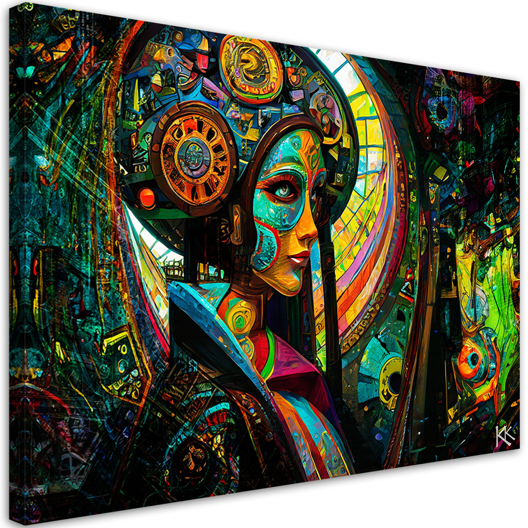 WANDBILD frau abstrakt surrealismus - Multicolor, Textil (60/40cm) - Feeby