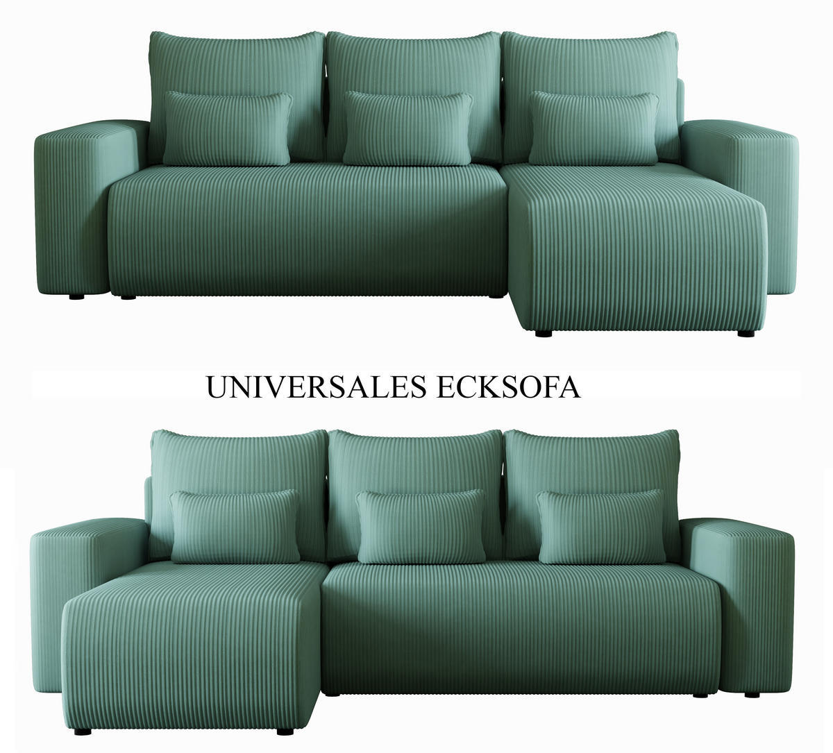 ECKSOFA Travis mit Bettkasten und Schlaffunktion, L-Form, Cord, Universal - Pastellblau, Holzwerkstoff (248/148cm) - 4ALL HOME