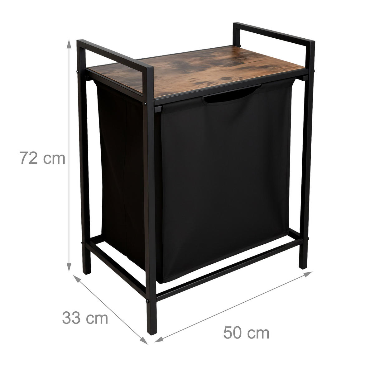 WÄSCHESAMMLER - Schwarz, Holzwerkstoff/Textil (50/72/33cm) - Relaxdays