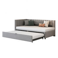 POLSTERBETT 90/200 cm Grau aus Samt mit Ausziehbett - Grau, Textil (90/180cm) - OKMYHOME