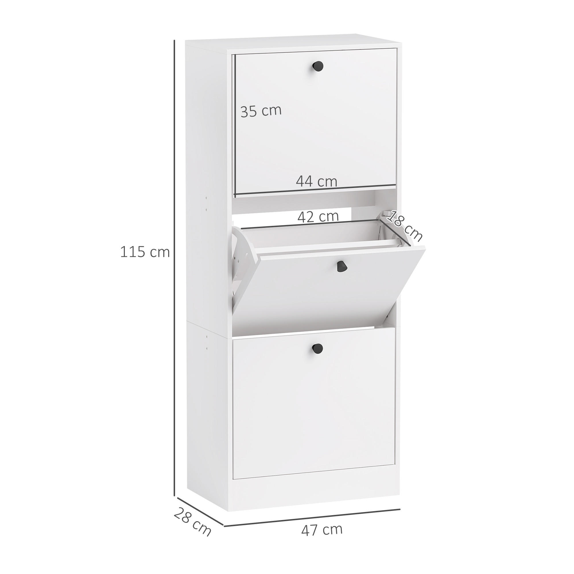Thumbnail - Homcom Schuhschrank, Weiß, Holzwerkstoff, 47x115x28 cm, Garderobe, Schuhaufbewahrung, Schuhkipper