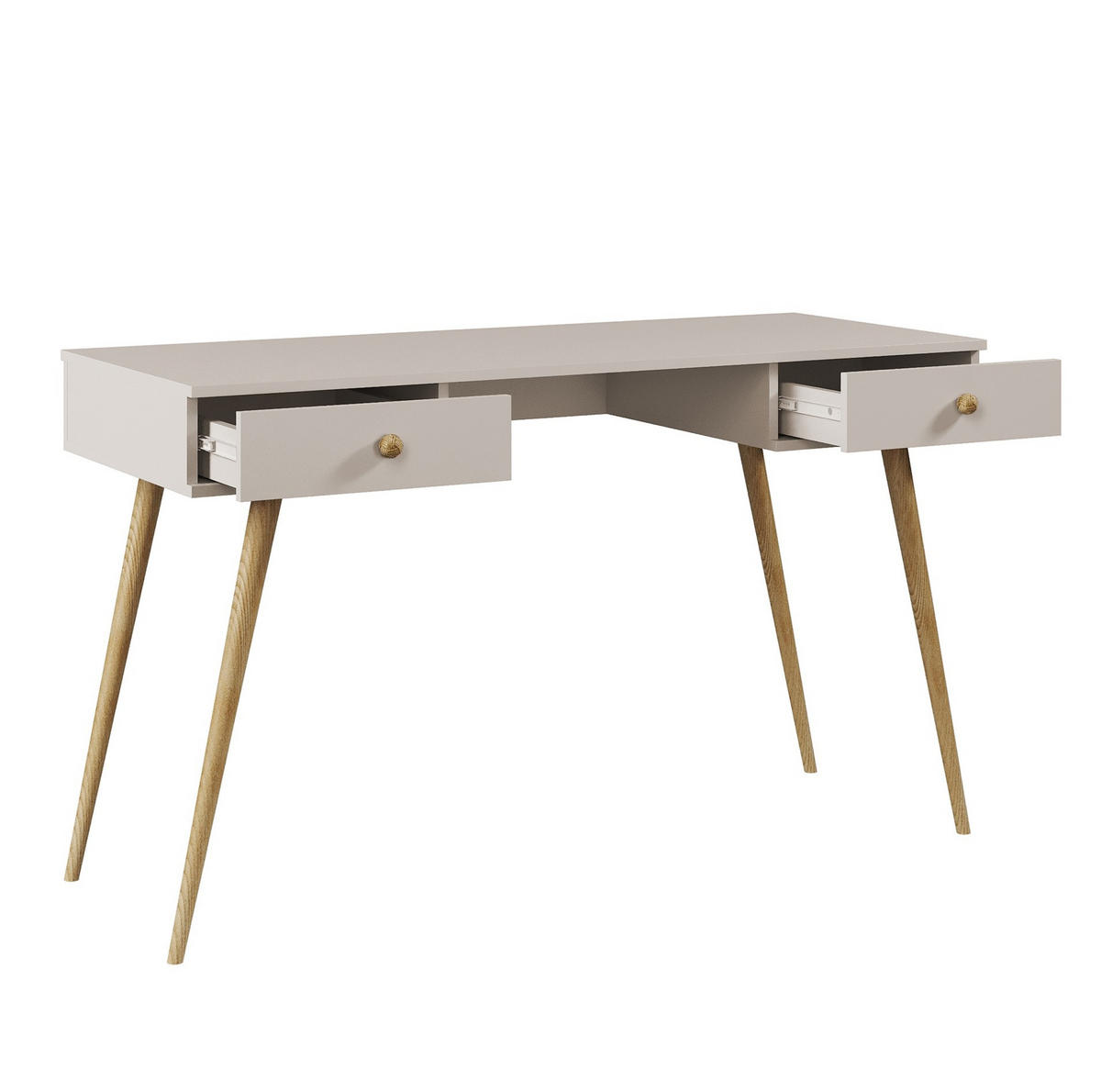 SCHREIBTISCH Kaschmir Skandinavischer Stil Mit Schubladen - Beige, Holzwerkstoff (135/135/79cm) - Sepro Meble