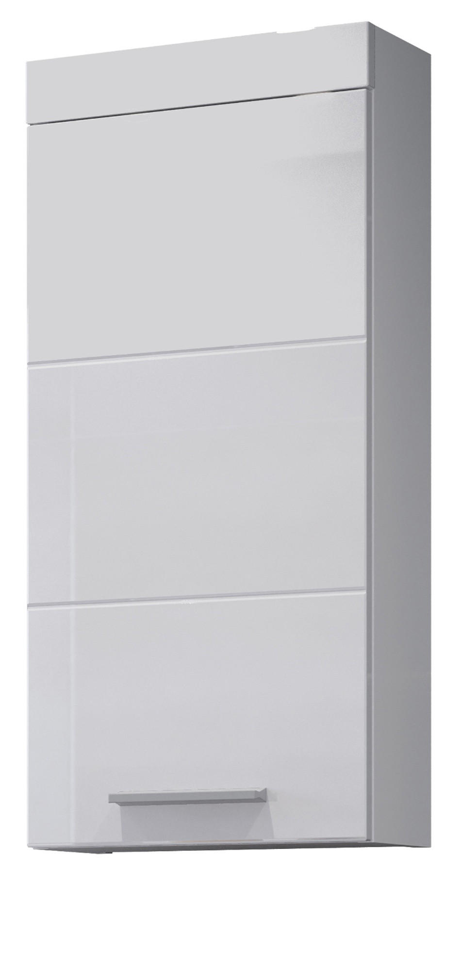 HÄNGESCHRANK weiß Hochglanz 35 x 75 cm, Badschrank hängend - Weiß Hochglanz/Silberfarben, Holzwerkstoff/Kunststoff (16/75/35cm) - Top.Furn
