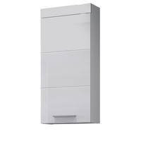 HÄNGESCHRANK weiß Hochglanz 35 x 75 cm, Badschrank hängend - Weiß Hochglanz/Silberfarben, Holzwerkstoff/Kunststoff (16/75/35cm) - Top.Furn