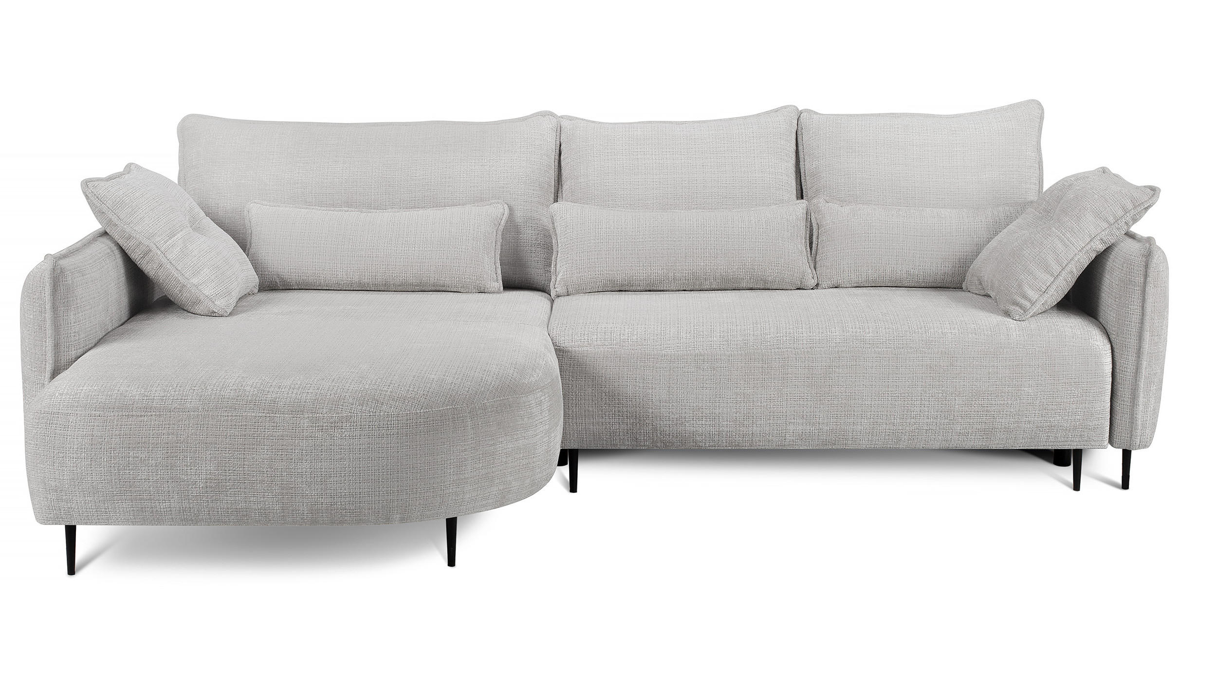 ECKSOFA Oblivio Hellgrau Chenille - Hellgrau/Schwarz, Textil/Metall (285/200cm) - Selsey