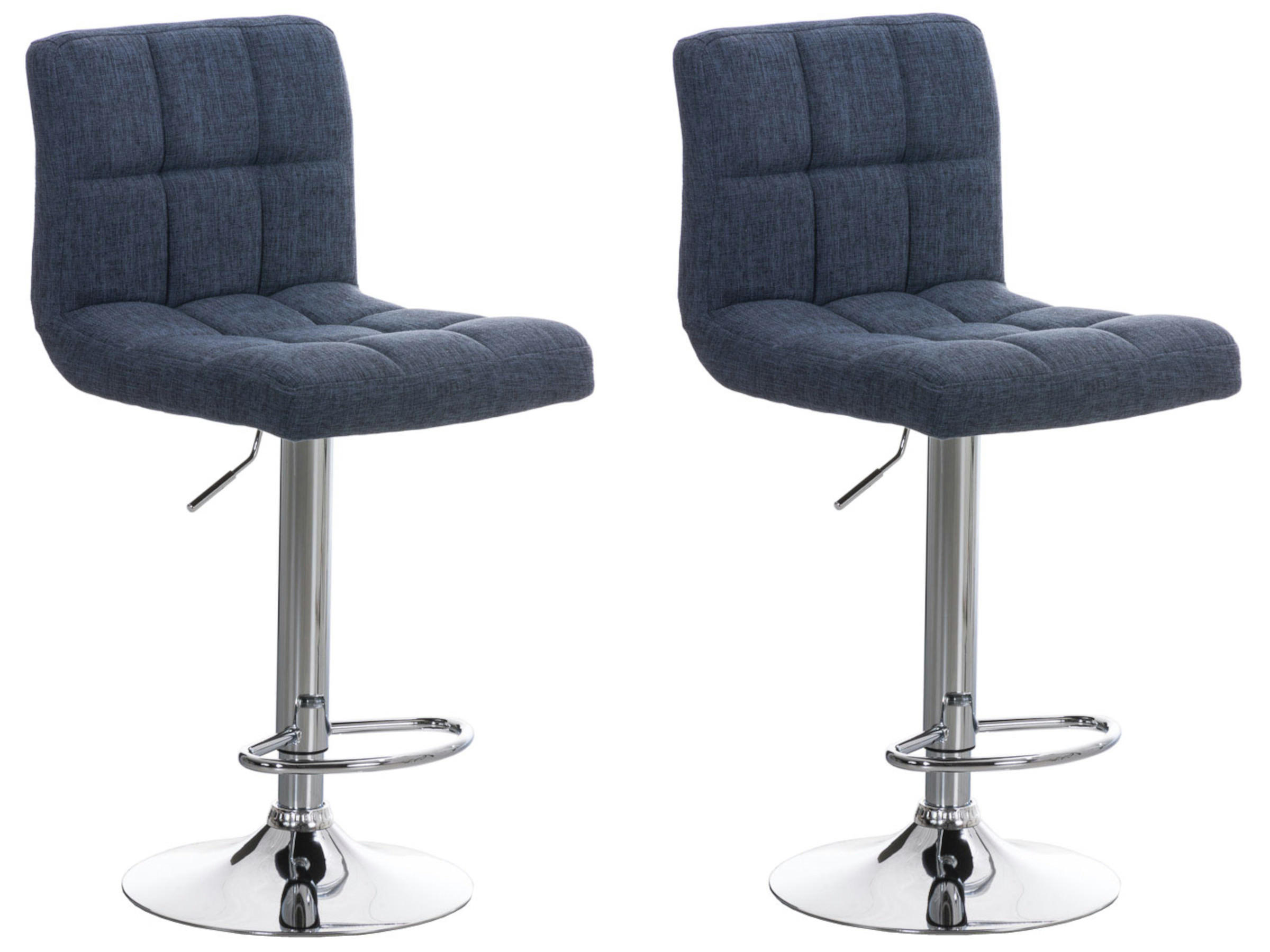 BARHOCKER 2er Set Stoff Blau - Chromfarben/Blau, Textil/Metall (46/94/47cm) - CLP