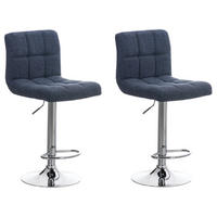 BARHOCKER 2er Set Stoff Blau - Chromfarben/Blau, Textil/Metall (46/94/47cm) - CLP