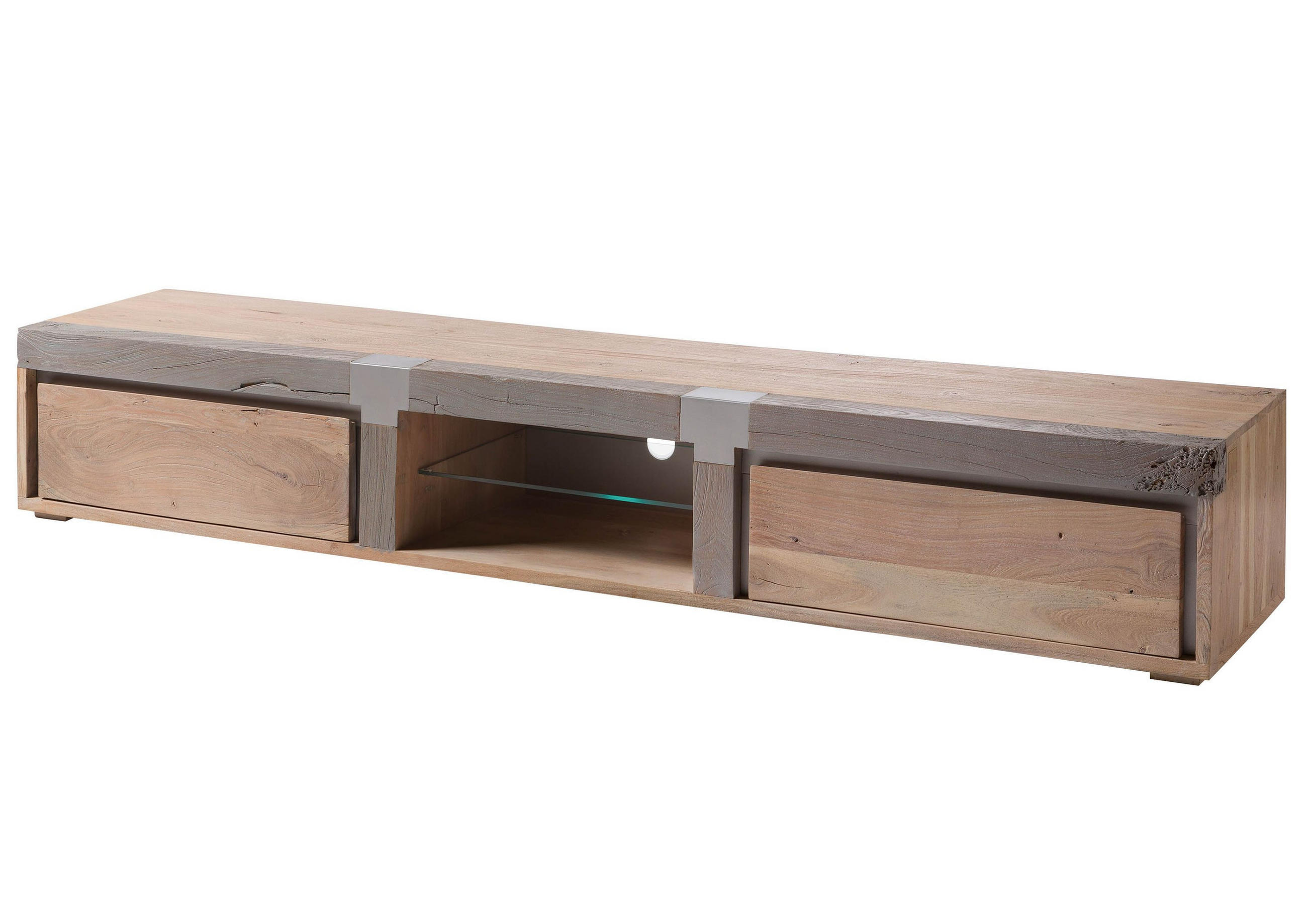 TV-BOARD Akazie 240x48x39 beige lackiert Amsterdam #104 - Beige, Holz (240/39/48cm) - Massivmoebel24