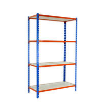 SCHWERLASTREGAL Mid Muli HxBxT 150 x 120 x 30 cm 4 Fachböden Fachlast 200 kg Blau-Orange - Gelb, Metall (120/150/30cm) - PROREGAL