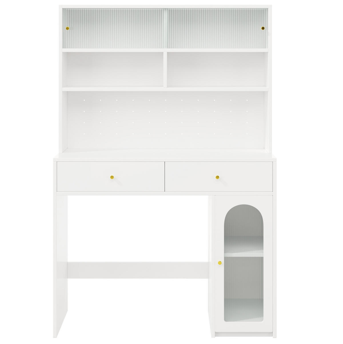 KÜCHENSCHRANK aus MDF 120x45x180 cm Weiß mit Arbeitsfläche, 2 Schubladen und Hakenleiste - Weiß, Holzwerkstoff (120/180/45cm) - IVMEU