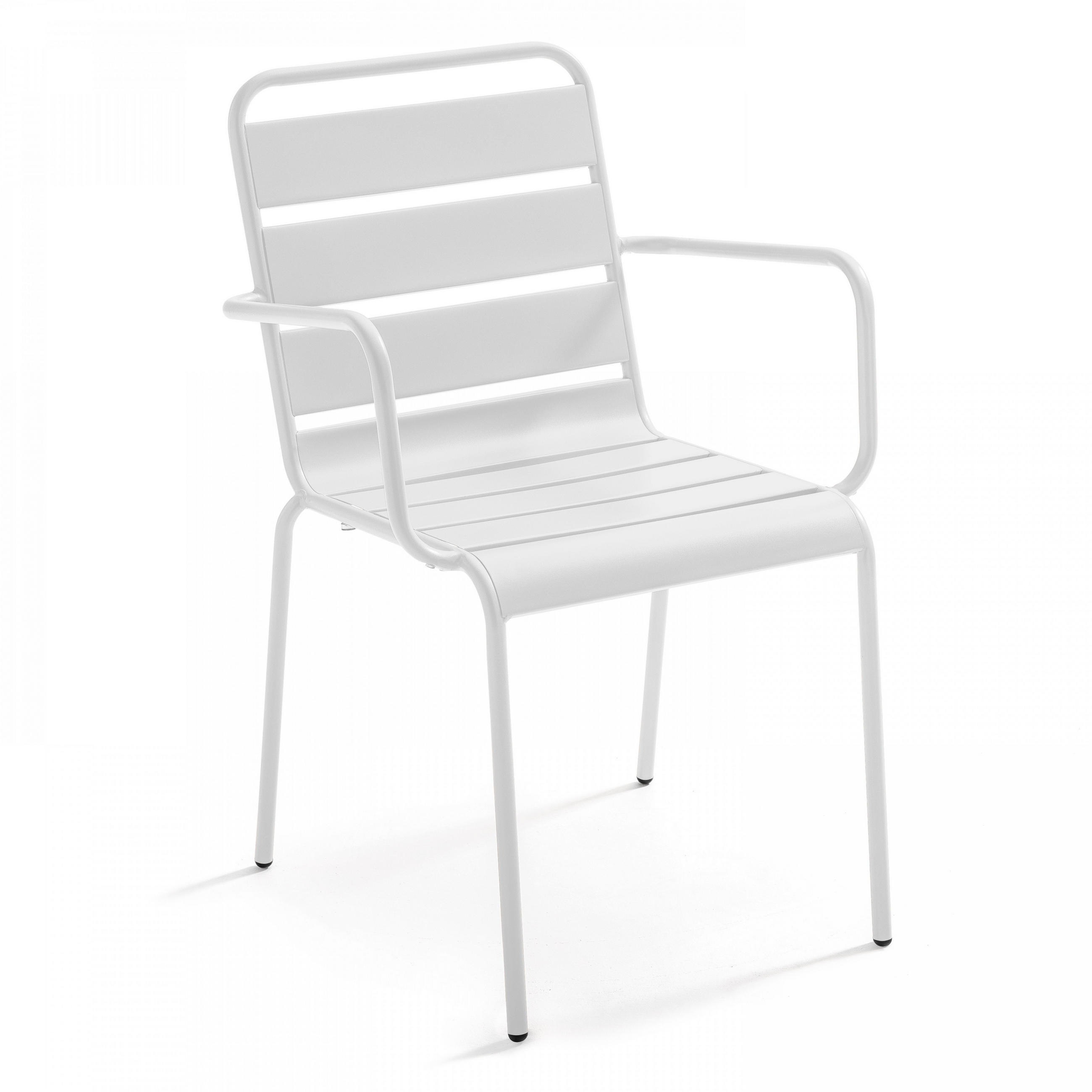 GARTENSTUHL, Weiß - Weiß, Metall (55/83/55cm) - Oviala